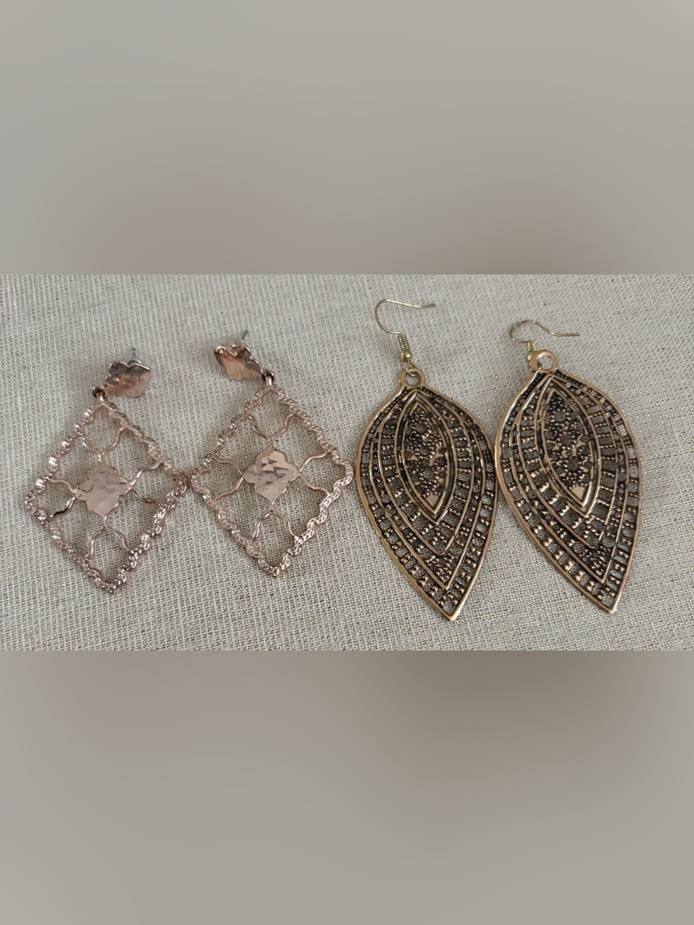 Two pair Gold-Tone Filigree Drop Earrings - Elegant Women's Jewelry